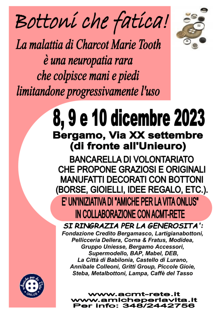 Volantino bancarella solidale a Bergamo dicembre 2023